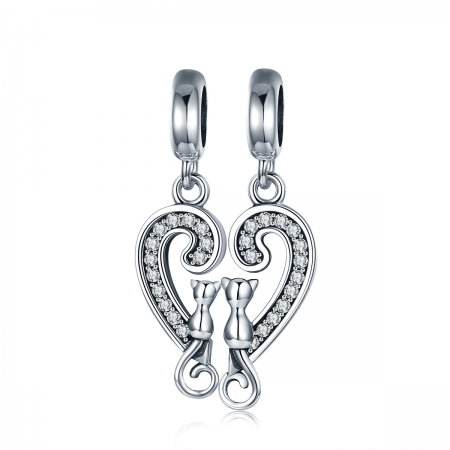 Charm  argint 925 cu inimioara si pisicute - Be Nature PST0126 [0]