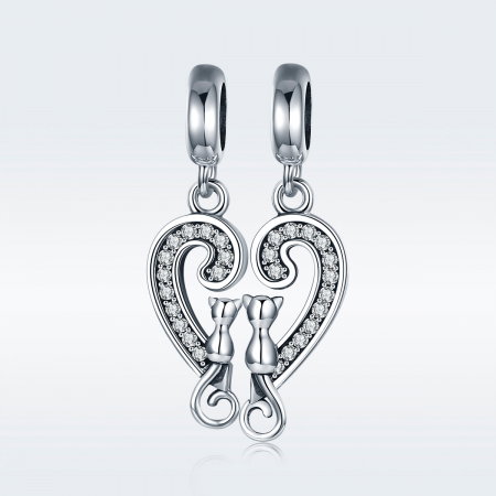 Charm  argint 925 cu inimioara si pisicute - Be Nature PST0126 [2]