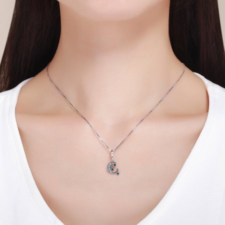 Charm argint 925 cu semiluna, stelute albastre si zirconii albe - Be Nature PST0124 [2]