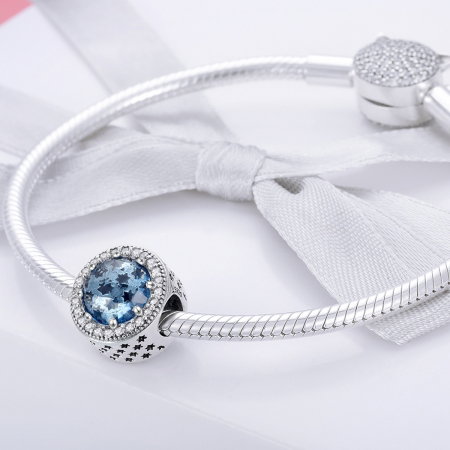 Charm argint 925 cu stelute albastre si zirconii albe - Be Nature PST0135 [1]