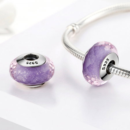 Charm argint 925 cu sticla mov multifatetata - Be Elegant PST0091 [1]