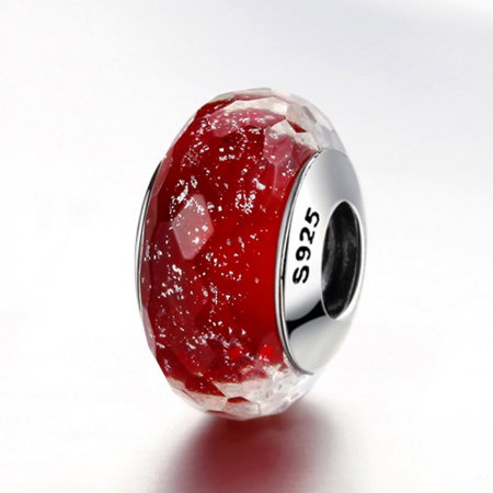 Charm argint 925 cu sticla rosie multifatetata - Be Elegant PST0092 [3]