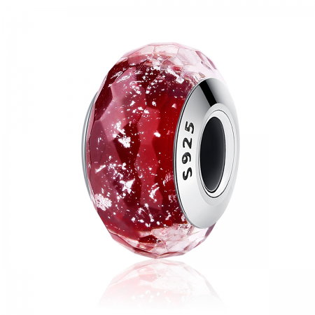 Charm argint 925 cu sticla rosie multifatetata - Be Elegant PST0092 [0]