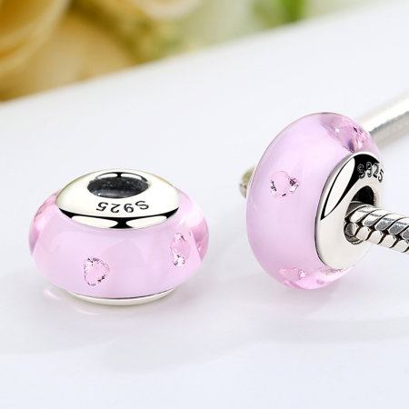 Charm argint 925 cu sticla roz - Be Elegant PST0062 [1]