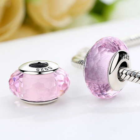 Charm argint 925 cu sticla roz - Be Elegant PST0064 [1]