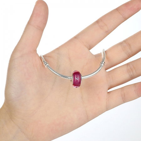 Charm argint 925 cu sticla roz cu inimioare - Be Elegant PST0073 [2]