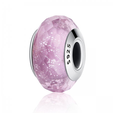 Charm argint 925 cu sticla roz multifatetata - Be Elegant PST0093 [0]
