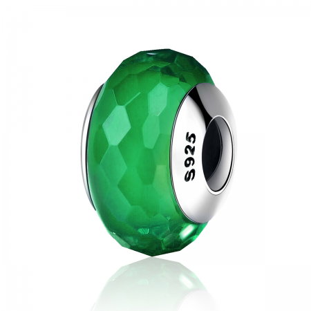 Charm argint 925 cu sticla verde multifatetata - Be Elegant PST0098 [0]