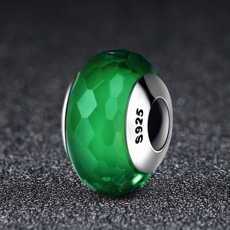 Charm argint 925 cu sticla verde multifatetata - Be Elegant PST0098 [2]