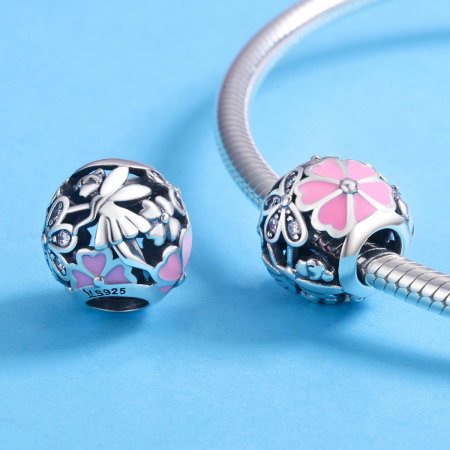 Charm argint 925 cu zana, floricele si zirconii albe - Be Fantastic PST0138 [3]