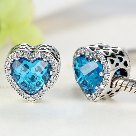 Charm argint 925 inimioara albastra - Be in Love PST0043 [2]