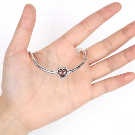 Charm argint 925 inimioara cu cristal maro si zirconii albe - Be in Love PST0045 [4]