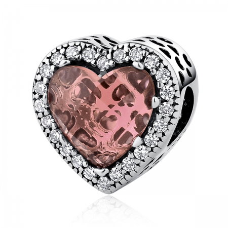Charm argint 925 inimioara cu cristal maro si zirconii albe - Be in Love PST0045 [0]