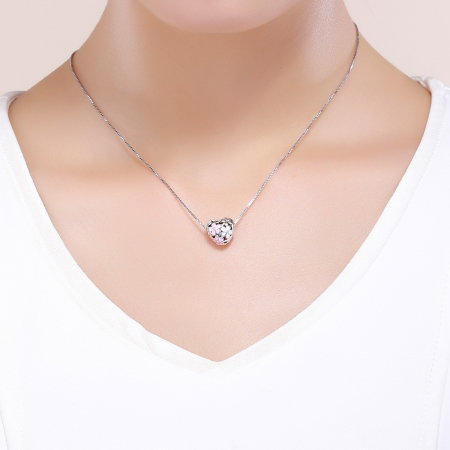 Charm argint 925 inimioara cu floricele albe si roz - Be in Love PST0139 [4]