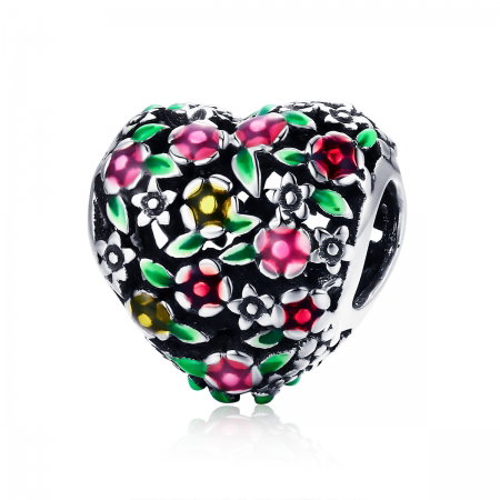 Charm argint 925 inimioara cu floricele colorate - Be in Love PST0128 [0]