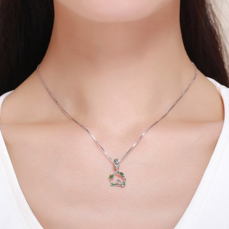 Charm argint 925 inimioara cu floricele si vrabiuta - Be Nature PST0127 [5]