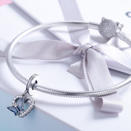 Charm argint 925 inimioara cu fluturas albastru - Be in Love PST0142 [2]