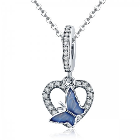 Charm argint 925 inimioara cu fluturas albastru - Be in Love PST0142 [4]