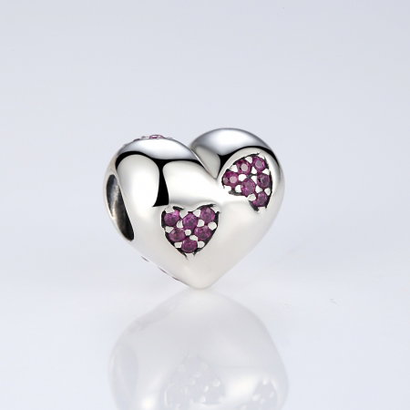 Charm argint 925 inimioara cu zirconii roz - Be in Love PST0054 [1]