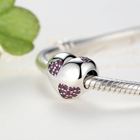 Charm argint 925 inimioara cu zirconii roz - Be in Love PST0054 [2]