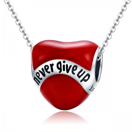 Charm argint 925 inimioara rosie Never Give Up - Be in Love PST0141 [2]