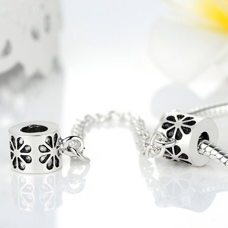 Charm fantezie cu floricele si lantisor de siguranta PST0001 [1]