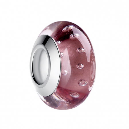 Charm fantezie roz cu picaturi albe PST0011 [0]