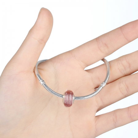 Charm fantezie roz cu picaturi albe PST0011 [1]