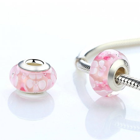 Charm fantezie roz cu floare PSTF0003 [1]