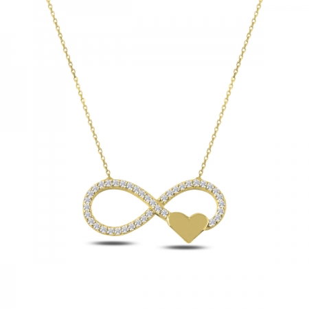 Colier argint 925 aurit cu infinit, inimioara si zirconii albe - Infinite You CTU0065 [0]