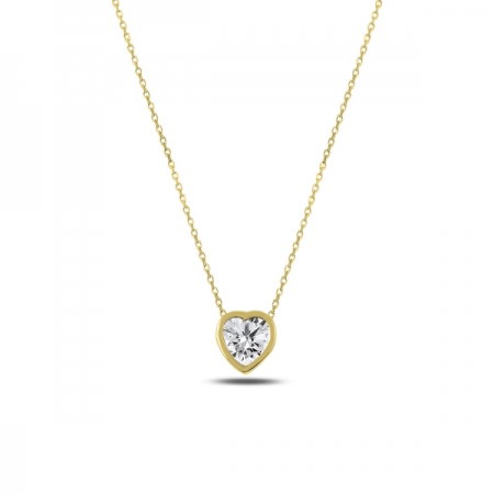 Colier argint 925 aurit inimioara cu zirconiu alb - Be in Love CTU0061 [0]
