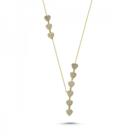 Colier argint 925 aurit inimioare cu zirconii albe - Be in Love CTU0070 [0]