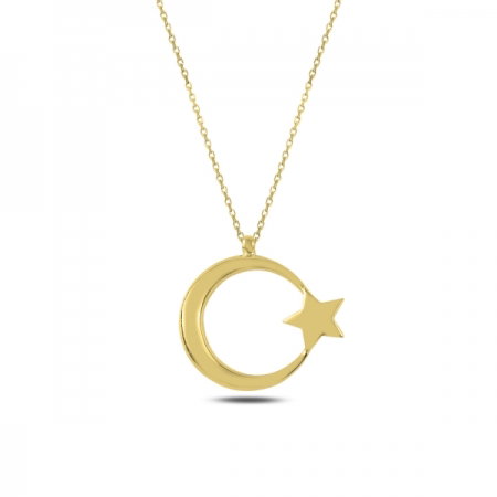 Colier argint 925 aurit semiluna cu stea - Be Nature CTU0075 [0]