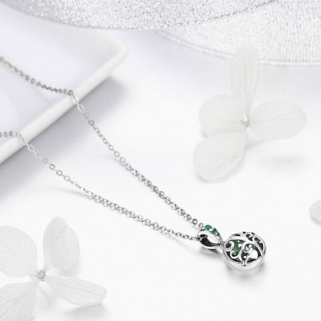 Colier argint 925 cu copacul vietii, cristal verde si zirconii verzi - Be Nature  CST0010 [2]