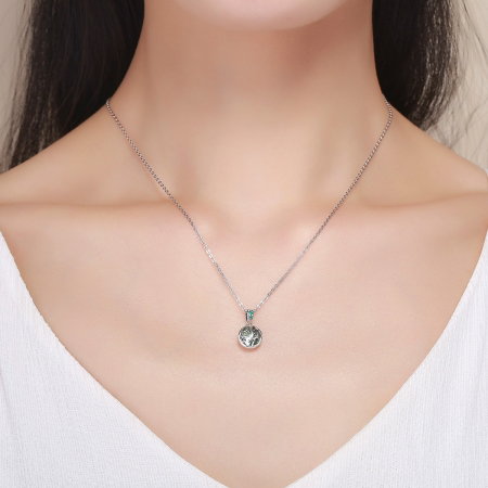 Colier argint 925 cu copacul vietii, cristal verde si zirconii verzi - Be Nature  CST0010 [6]