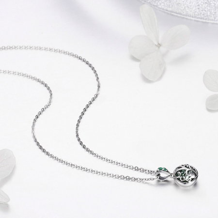 Colier argint 925 cu copacul vietii, cristal verde si zirconii verzi - Be Nature  CST0010 [4]