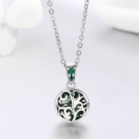 Colier argint 925 cu copacul vietii, cristal verde si zirconii verzi - Be Nature  CST0010 [3]
