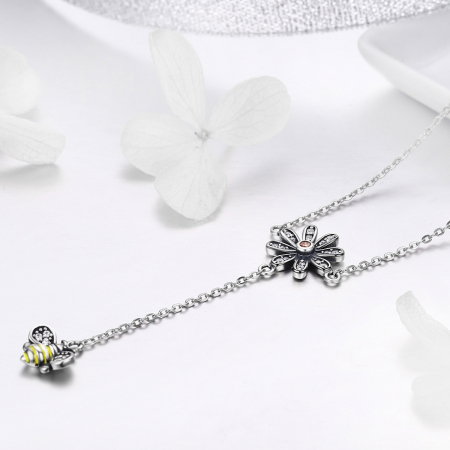 Colier argint 925 cu floare si albinuta - Be Nature CST0011 [1]