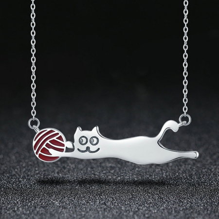 Colier argint 925 cu pisicuta jucausa si ghem - Be Nature CST0007 [1]