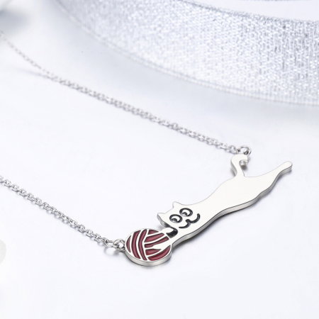 Colier argint 925 cu pisicuta jucausa si ghem - Be Nature CST0007 [5]