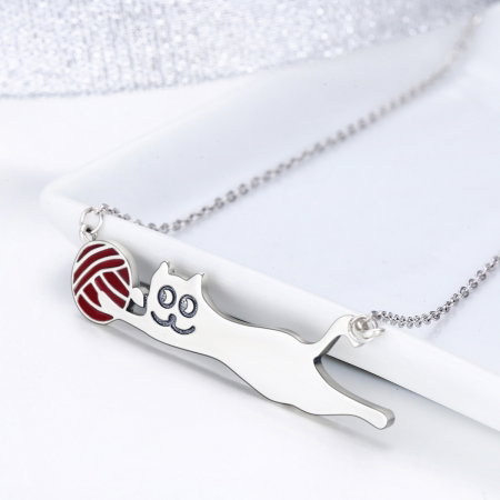 Colier argint 925 cu pisicuta jucausa si ghem - Be Nature CST0007 [2]