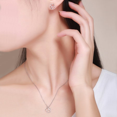 Colier argint 925 cu pisicute si inimioara - Be Nature CST0008 [8]