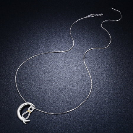 Colier argint 925 cu semiluna, pisicuta si zirconii - Be Nature CST0004 [6]