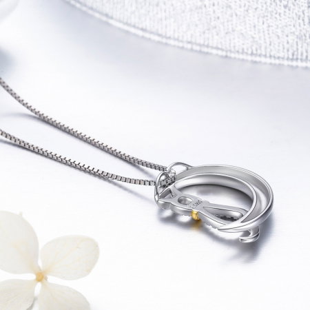 Colier argint 925 cu semiluna, pisicuta si zirconii - Be Nature CST0004 [4]