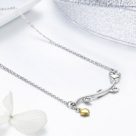 Colier argint 925 cu trandafir si inimioara aurie - Be Nature CST0006 [5]