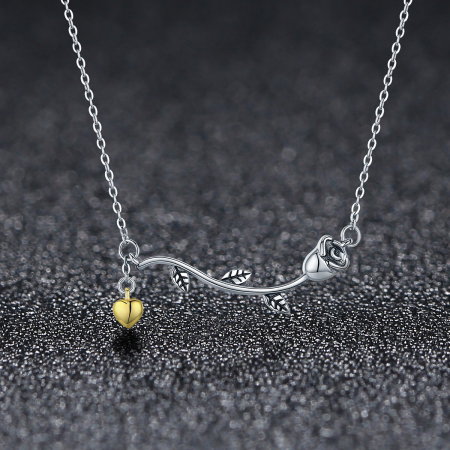 Colier argint 925 cu trandafir si inimioara aurie - Be Nature CST0006 [1]