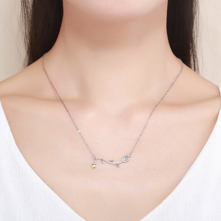 Colier argint 925 cu trandafir si inimioara aurie - Be Nature CST0006 [6]