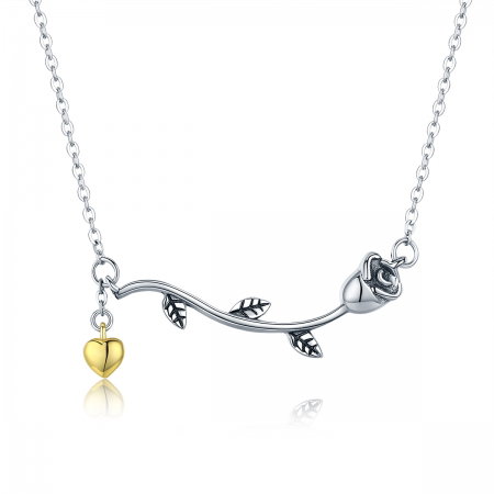 Colier argint 925 cu trandafir si inimioara aurie - Be Nature CST0006 [0]