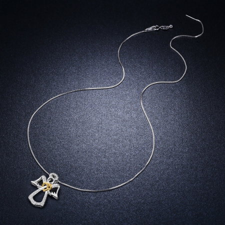 Colier argint 925 ingeras cu inimioara aurie - Be Spiritual CST0005 [6]