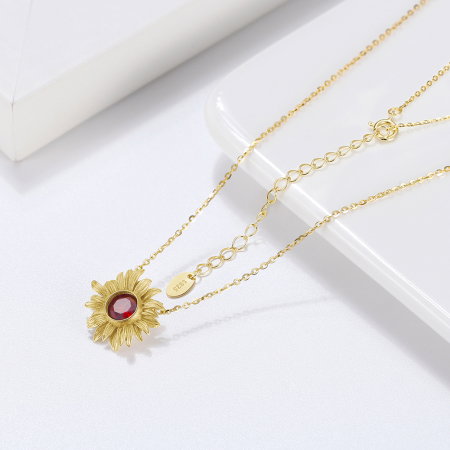 Colier argint 925 placat cu aur 14K cu granat natural [2]